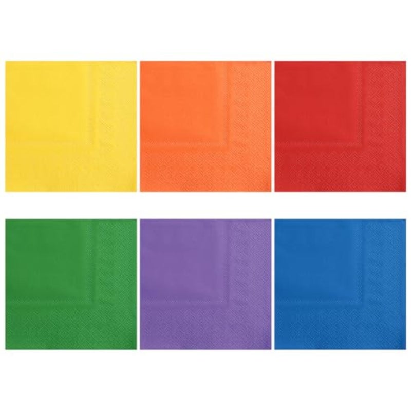 120 Pcs Napkins, Gradient Colorful Cocktail Napkins 2-Ply Birthday Party Napkin Dessert Neon Luncheon Paper Napkin for Mardi Gras, Birthday, Party Decoration - Image 1