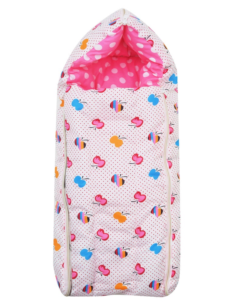 RRC RRRC Soft Cotton Baby Sleeping Bag & Carry Nest 3-in-1 Set | Portable, Safe & Breathable | 0-3 Months | Pink - Image 1