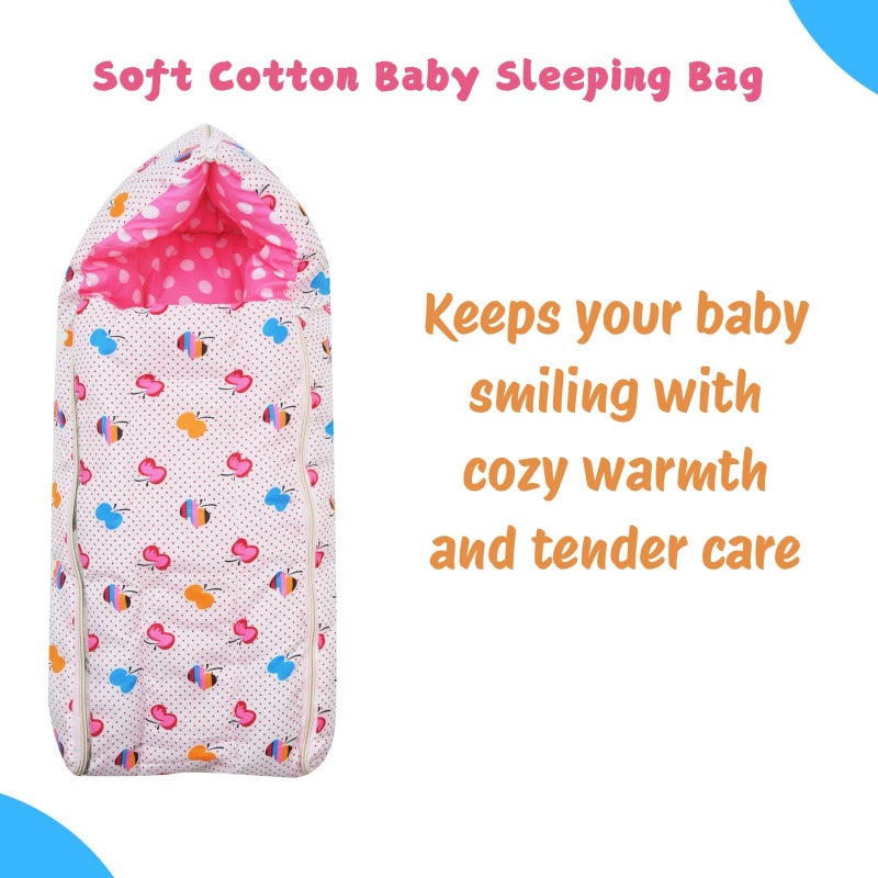RRC RRRC Soft Cotton Baby Sleeping Bag & Carry Nest 3-in-1 Set | Portable, Safe & Breathable | 0-3 Months | Pink - Image 4