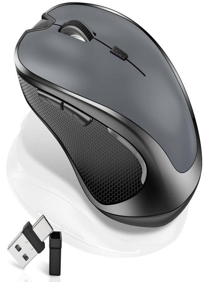 Normdecos Mouse for MacBook Wireless Bluetooth Mouse Laptop MacBook Air Mac Pro Rechargeable Silent PC iPad Optical Mouse with Jiggler Dual Mode Switch Bluetooth 5.2/3.0 and 2.4GHz USB Type-C Receiver Gray - Image 1