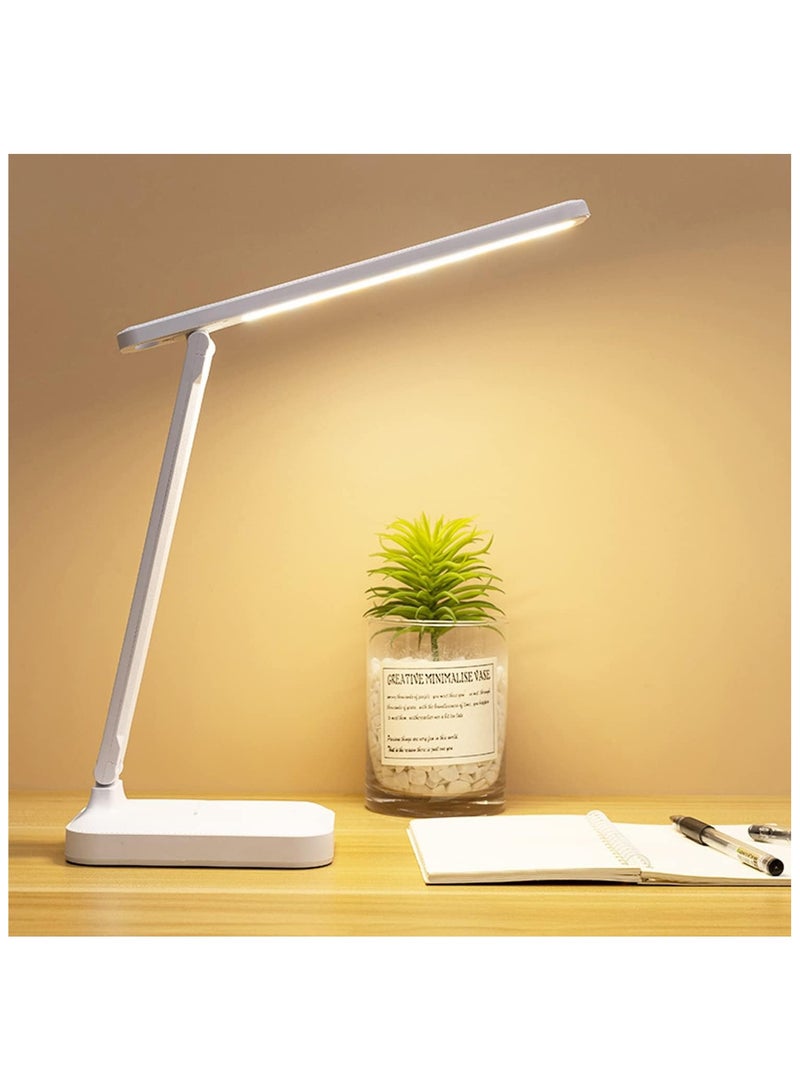 LED Desk Lamp, Table Lamp For Computer/Desktop, Rechargeable, Eye-Caring, Touch Control With USB Charging Port-Bedside Table Lamp for Reading, Study Lamp for Kids, Home, Office White - Image 3