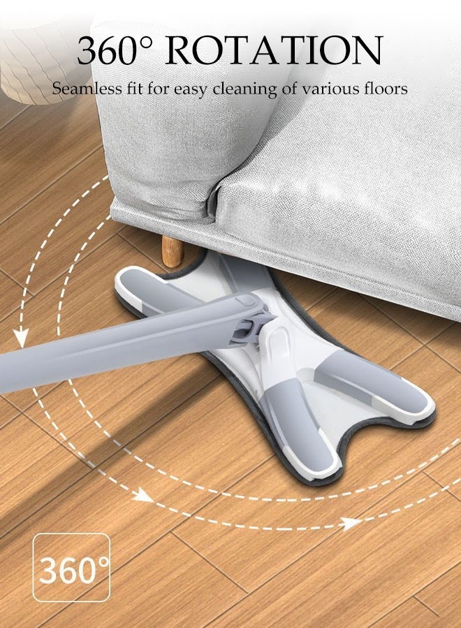 DUNISO 360 Degree Adjustable Microfiber Spin Mop with Folding Bucket Hand Wash Free Long Handled Floor Cleaning Mops with 2 Replaceable Mop Cloths Microfiber Dust Dry Mop for Tile Vinyl Laminate Wood Ceramic Hardwood Floors Cleaning - Image 2