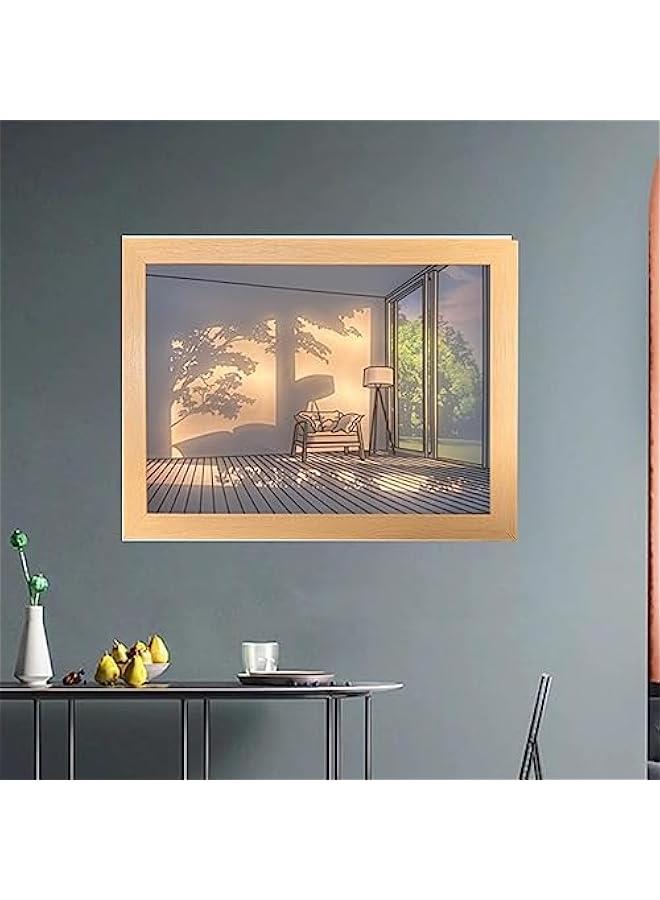 Lighting Painting Decoration, 3 Modes Light Art Painting, LED Night Light Wall Art Decor, Desktop Art Painting Frame Used for Wall Decoration to Add a Touch of Art to Your Space(Vacant Room)  - Image 2