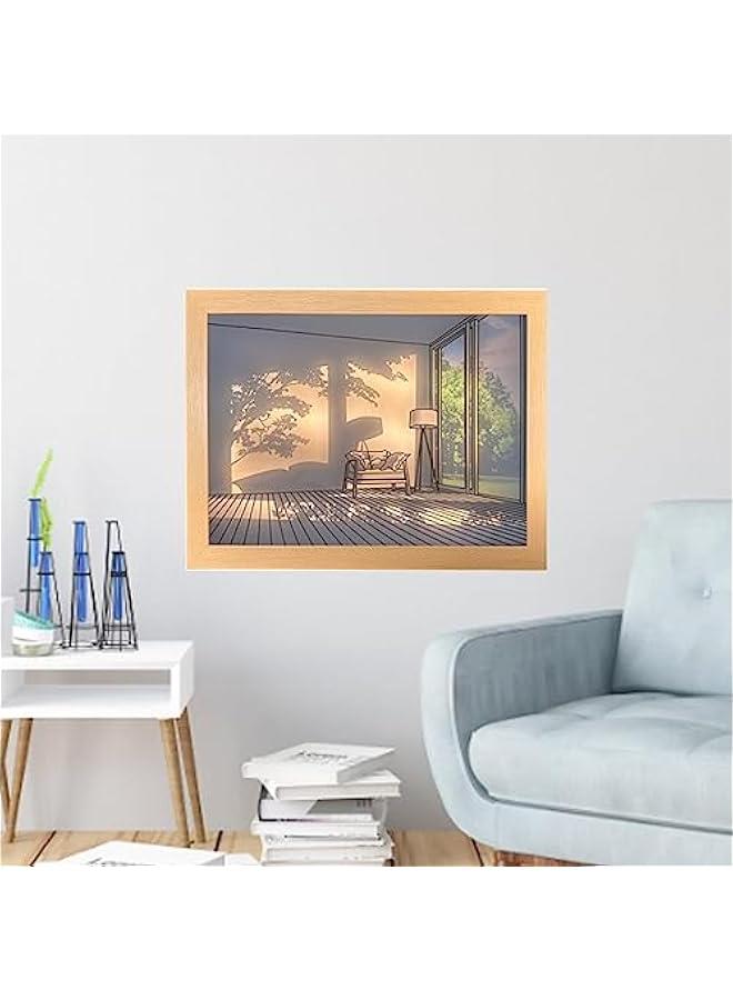 Lighting Painting Decoration, 3 Modes Light Art Painting, LED Night Light Wall Art Decor, Desktop Art Painting Frame Used for Wall Decoration to Add a Touch of Art to Your Space(Vacant Room)  - Image 4