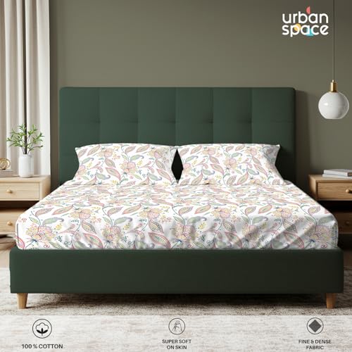 Urban Space Serene 200 Tc Cotton Floral Bedsheet For King Bed, Cotton King Bedsheet With 2 Pillow Covers (Iris Pink, Size 108 X 108 Inches) - Image 2
