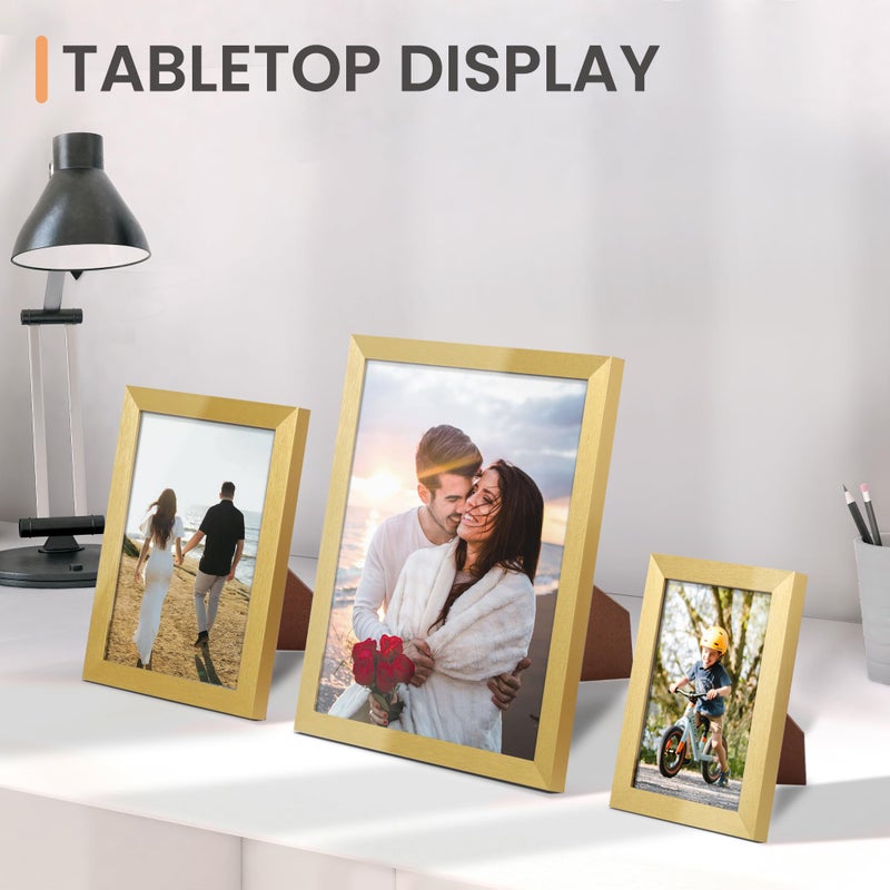 upsimples 10 Pack Picture Frames Collage Wall Decor for Mounting or Tabletop Display, Photo Gallery Frame Set for Family, Multi Sizes Including 8x10, 5x7, 4x6, Gold - Image 5