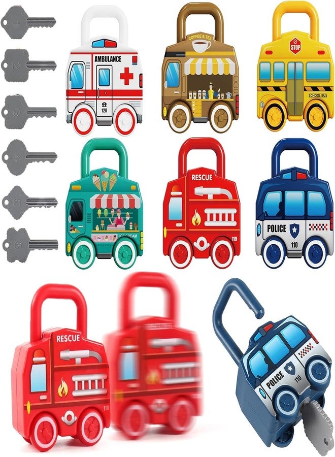 BeFunky Montessori Learning Lock and Key Car Toys, Vehicle Sensory Matching & Sorting Early Number Learning Toddler Busy Board for Preschool Children for Boys and Girls 18+ Months Old - Image 1