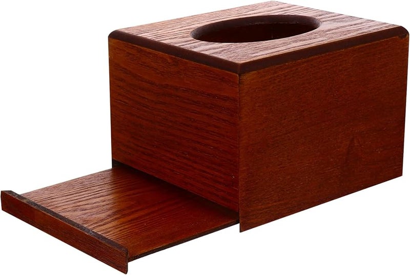 حامل علبة المناديل الخشبية ذو الطراز الكلاسيكي، منظف سطح المكتب المدمج للمنزل والمكتب والسيارة - Image 1