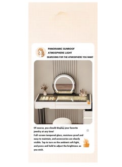AWD Dressing Table with Mirror and Bench, Women's Vanity Table Lighted Drawers, Off-White Bedroom Vanity Desk Makeup Table with Smart Features Wireless Charging, Speaker, Lights, Jewelry Organizer  - Image 3