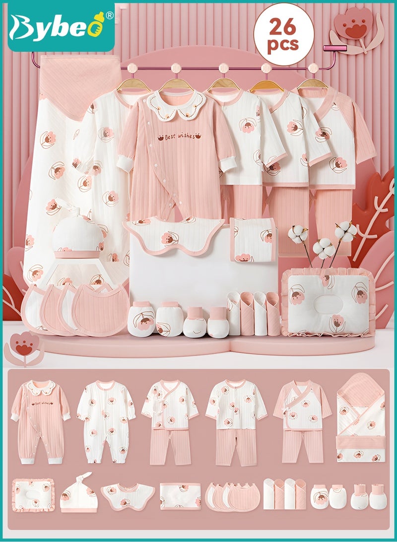 Bybeo 24PCS Newborn Baby Gift Set, Newborn Layette Gift Set for Boys and Girls, Babies Essential Clothes Accessories with Baby Blanket, 100% Premium Cotton,  for Spring Summer Autumn Winter Four Seasons - Image 1