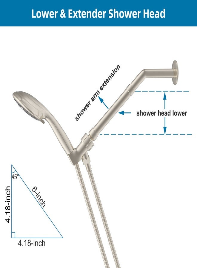 Hibbent Solid Brass 6 Inch Shower Arm Extension, Lowers Existing Shower Head, Brushed Nickel - Image 3