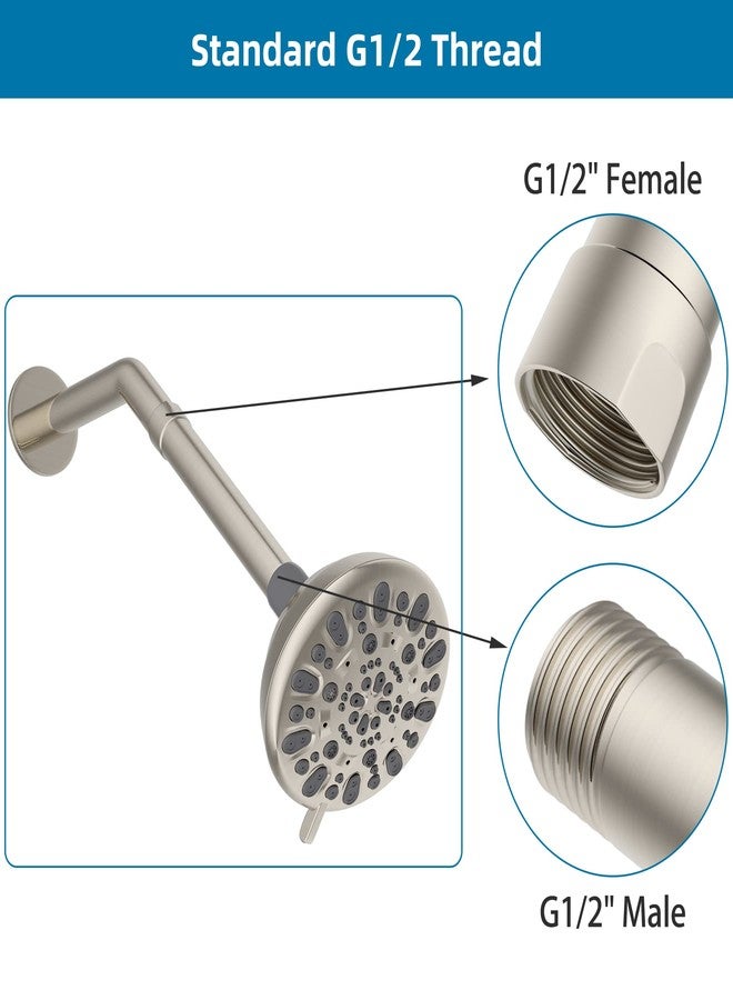 Hibbent Solid Brass 6 Inch Shower Arm Extension, Lowers Existing Shower Head, Brushed Nickel - Image 2