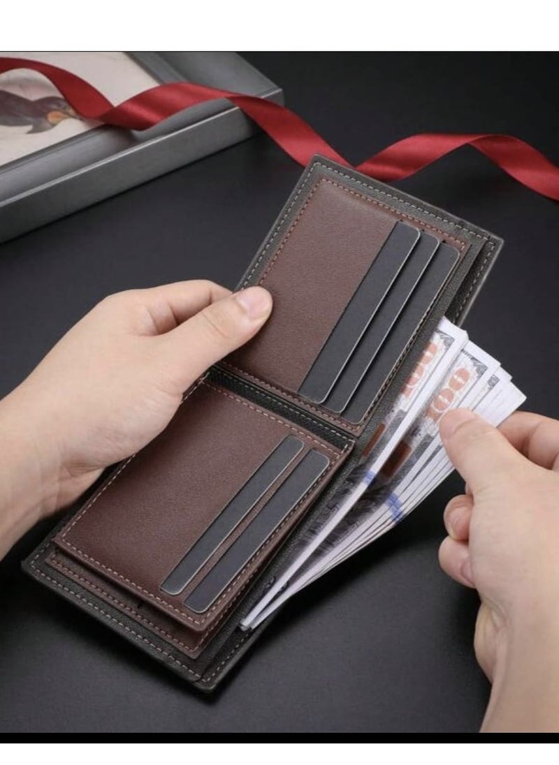 ماركة غير محددة - محفظة رجالية جديدة ذات جيوب وخصائص متعددة، بطابع جذاب وبأسلوب أوروبي وأمريكي، قصيرة وكاجوال - Image 1
