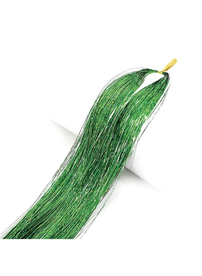 Joudi Green Hair Tinsel Extensions,1200 Strands Sparkling Shiny Hair Tinsel Extensions,Glitter Hair Strands Straight Hair Extensions for Women Girls Party Cosplay,93CM - Image 5