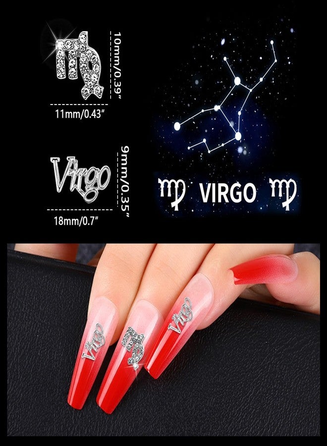 JERCLITY 20pcs Silver Alloy Virgo Zodiac Nail Charms 10pcs Virgo Sign Symbols Nail Charms 10pcs Virgo Constellation Words Nail Charms for Nails（Virgo Dates: August 23 to September 22）, JSP404 - Image 2