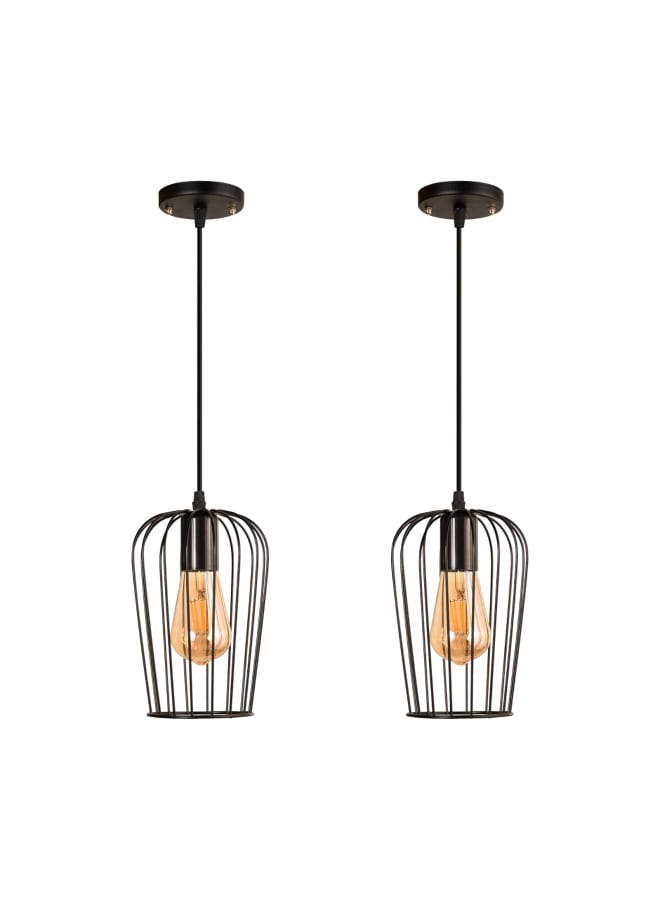 El Rawda Lighting 2 Pcs Modern And Distinctive Single Pendants | modern decorative LED E27 pendant light ceiling lamp hanging | suitable for any room | Color: Black | Size: 70x12x12 cm