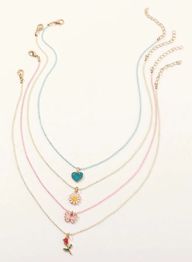 Take Two Set of 4 - Enamel Charm Pendant Necklace