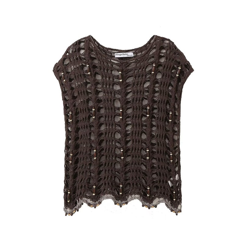Autumn 2024 Retro Beaded Knitwear for Women A clothes 78- 6070