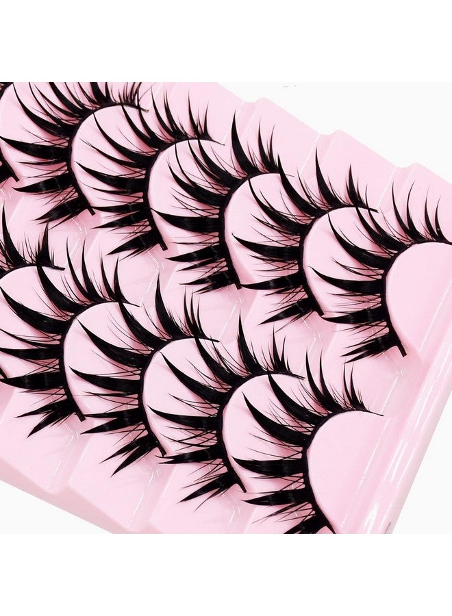 AUGENLI 10Pairs Wet Look Manga Lashes Cat Eye Lashes Extensions 16Mm Cute Look Lashes, Japanese Manhua Styles Faux Mink Eyelashes For Everyday Wear Or Costume Parties (H01) - Image 4