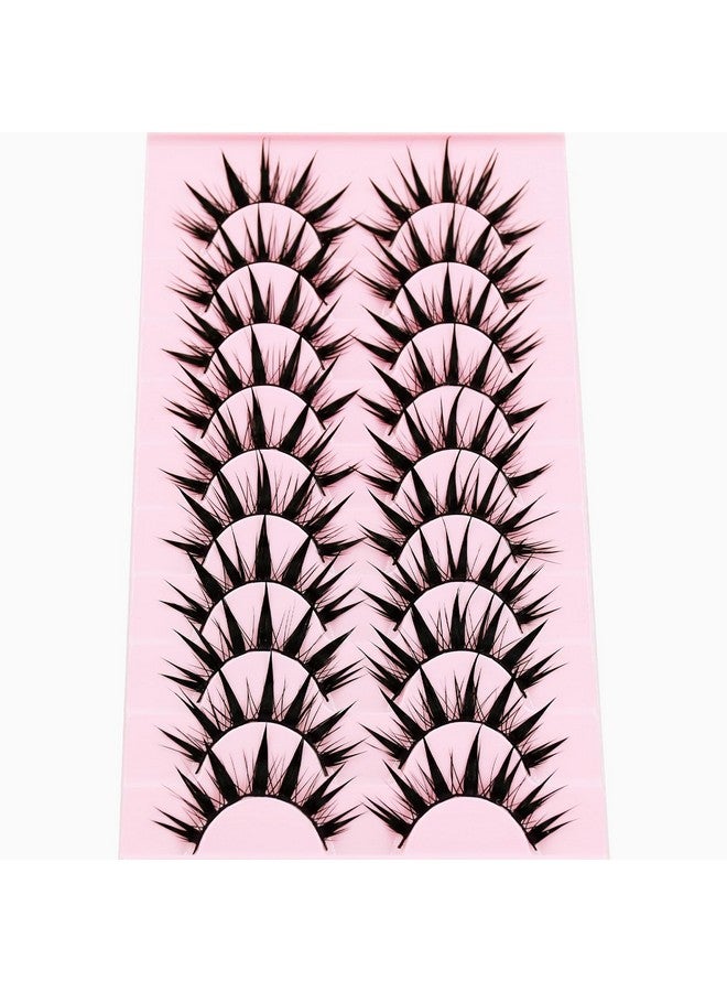 AUGENLI 10Pairs Wet Look Manga Lashes Cat Eye Lashes Extensions 16Mm Cute Look Lashes, Japanese Manhua Styles Faux Mink Eyelashes For Everyday Wear Or Costume Parties (H01) - Image 5