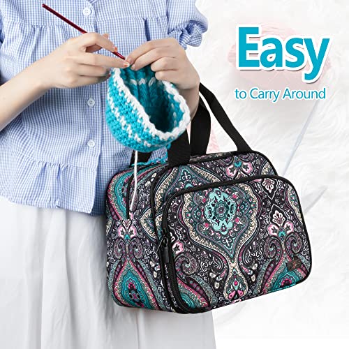 LoDrid Small Portable Yarn Storage Bag for Knitting Kit, Crochet Tote Organizer for Accessories & Supplies, 2 Oversize Grommets for Tangle Free, Totem (Bag Only) - Image 5