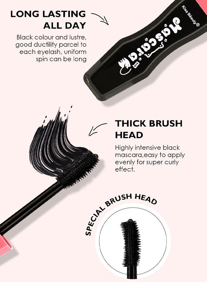 Kiss Beauty Black Mascara, Volume and Length, Defining, Curling, No Flaking, No Clumping, Smudge Proof, Washable, Cruelty-Free - Image 4