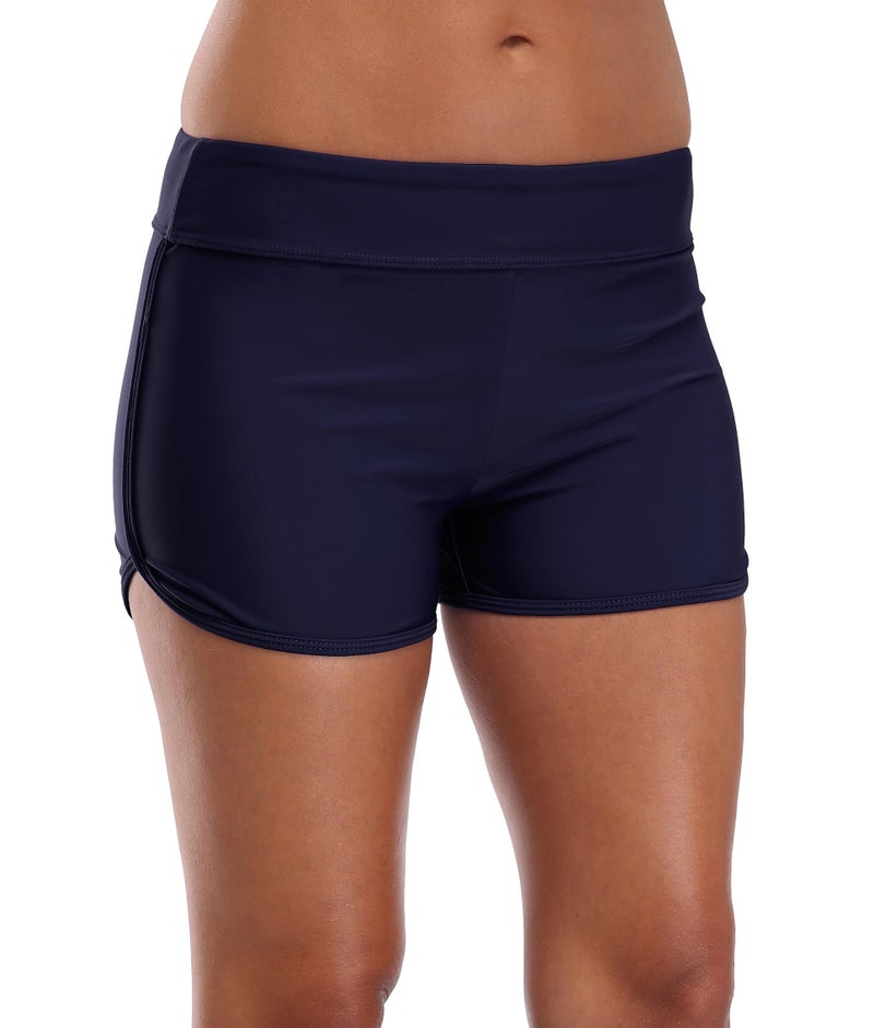 SOCIALA High Waisted Swim Shorts Women Board Shorts Swimming Boyshorts Sporty Bathing Suit Shorts Navy S - Image 2
