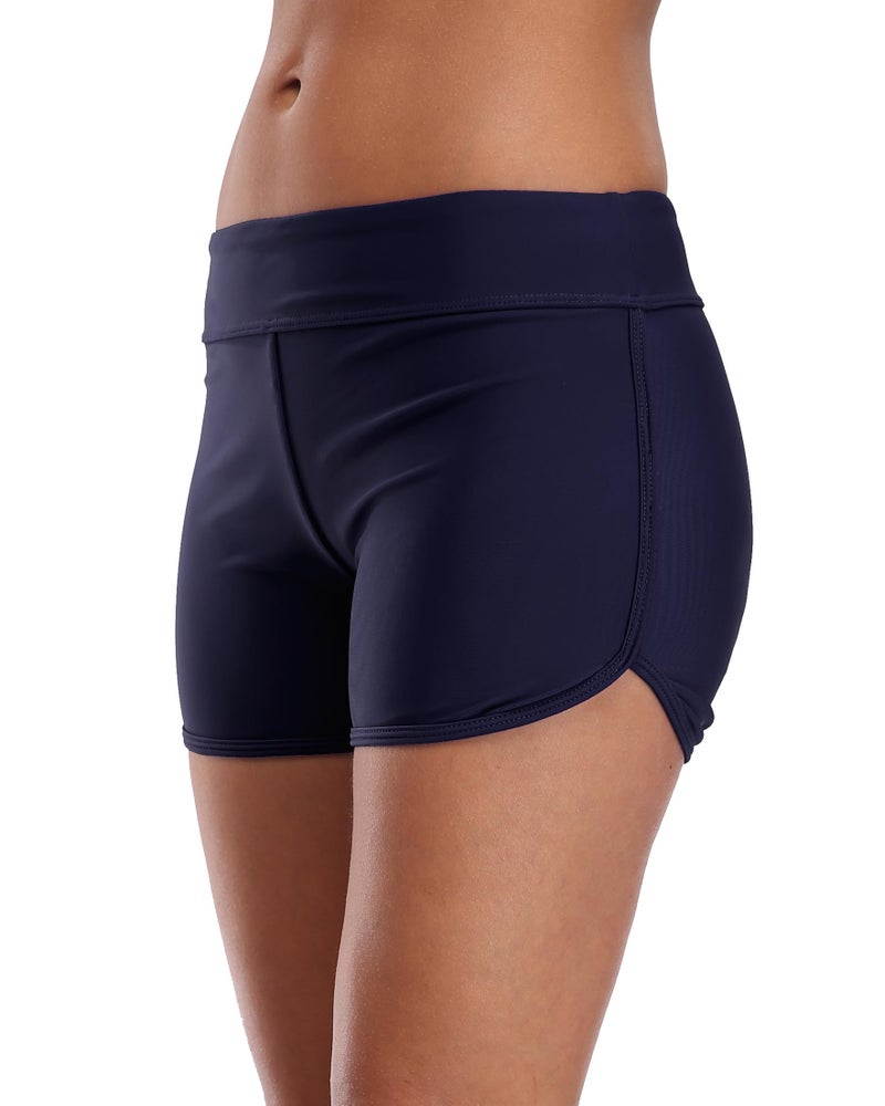 SOCIALA High Waisted Swim Shorts Women Board Shorts Swimming Boyshorts Sporty Bathing Suit Shorts Navy S - Image 5