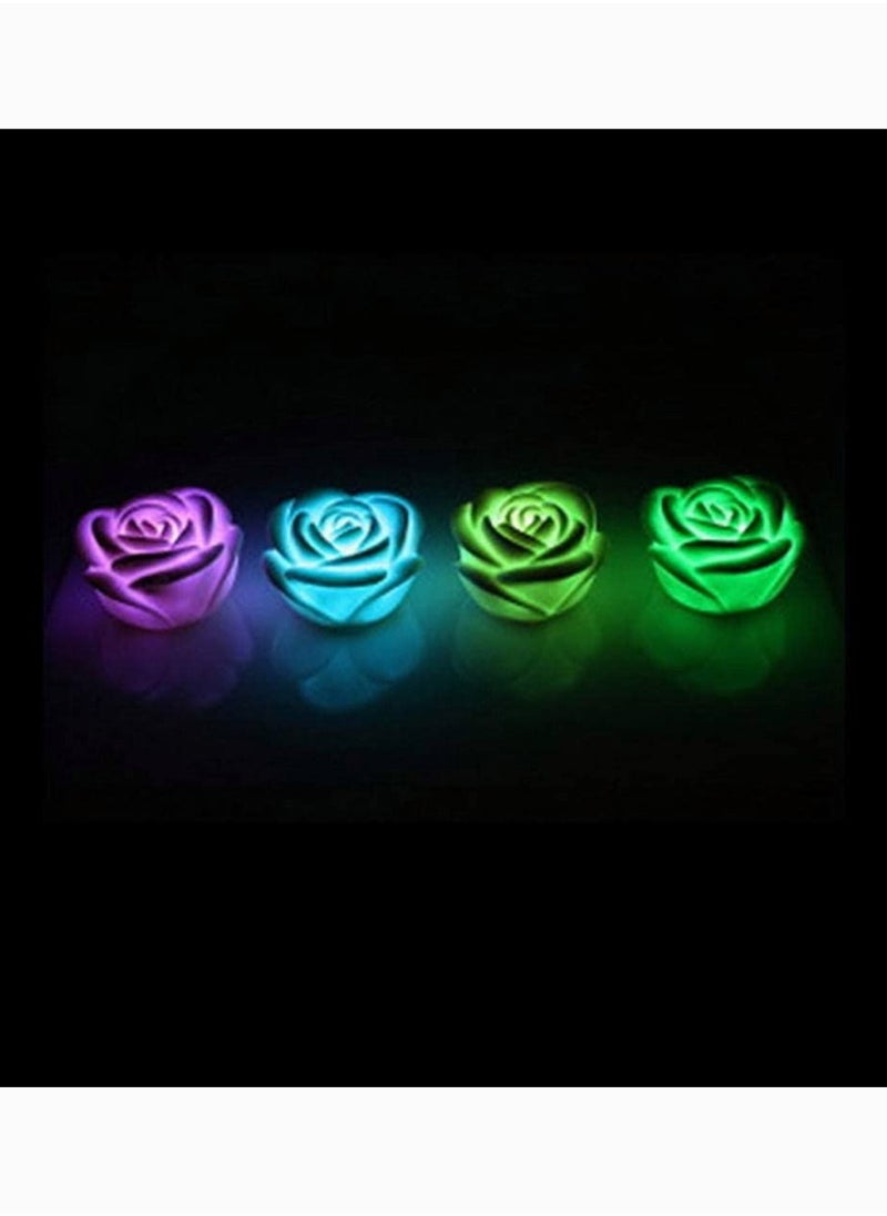 Y&D SYOSI Color-Changing Rose Night Light, 6 Pcs LED Floating Candle Tea Lights, Waterproof Colorful Lantern Light for Wedding Party Valentines Day (White)  - Image 4