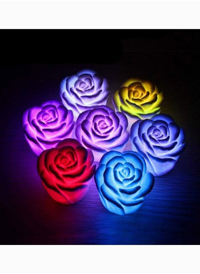 Y&D SYOSI Color-Changing Rose Night Light, 6 Pcs LED Floating Candle Tea Lights, Waterproof Colorful Lantern Light for Wedding Party Valentines Day (White)  - Image 1