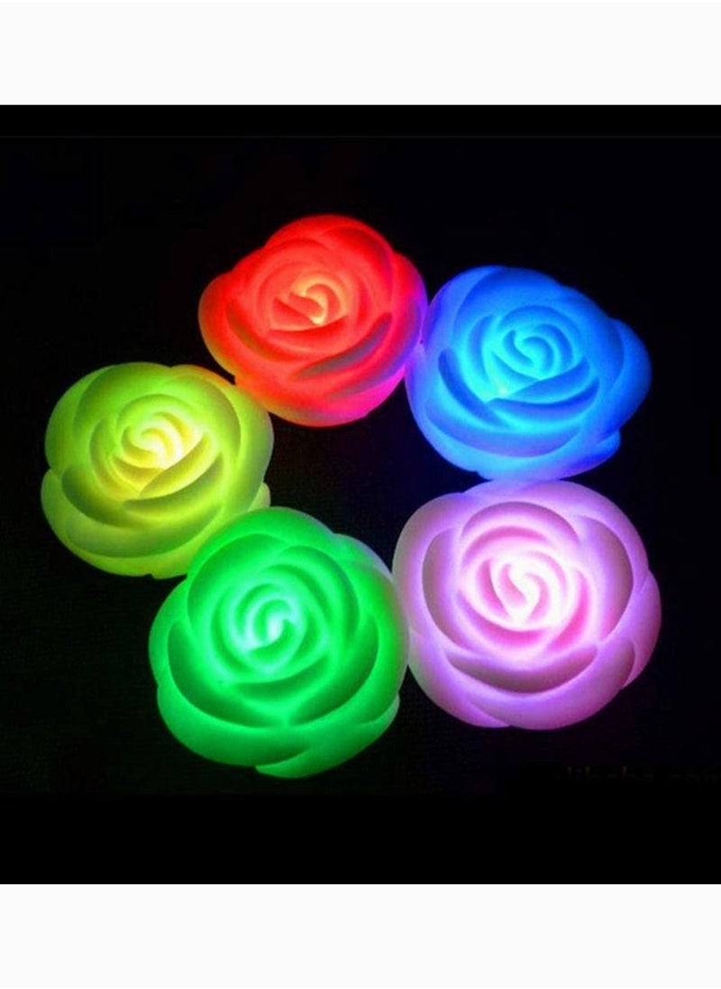 Y&D SYOSI Color-Changing Rose Night Light, 6 Pcs LED Floating Candle Tea Lights, Waterproof Colorful Lantern Light for Wedding Party Valentines Day (White)  - Image 2