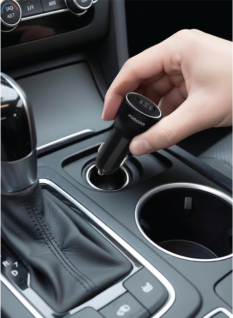 porodo Velano PD 30W Car Charger, Fast Charging Car Charger with Dual USB-C Ports, Car Plug Adapter, Travel Friendly Design, Fast Car Charger, Fast Charging Phone Car Adapter, Touch Tracker - Black - Image 5