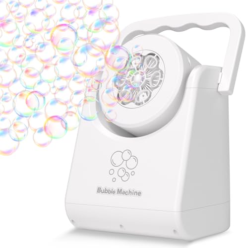 IFLOVE Bubble Machine for Kids 3Automatic Bubble Blower with Adjustable Angle5000 Bubbles Per MinutePortable Bubble Maker Toy for Boys GirlsOutdoor Party Easter Birthday Gifts Handheld White - Image 1