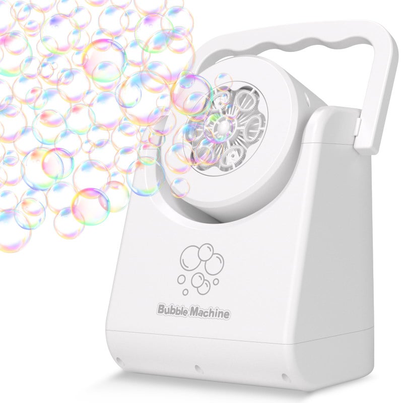 IFLOVE Bubble Machine for Kids 3Automatic Bubble Blower with Adjustable Angle5000 Bubbles Per MinutePortable Bubble Maker Toy for Boys GirlsOutdoor Party Easter Birthday Gifts Handheld White - Image 2