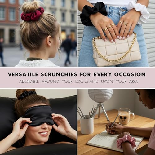 Cerrito Satin Silk Hair Scrunchies for Women & Girls – Soft Elastic Hair Ties for Ponytail, Bun & Daily Styling, No Damage Hair Bands, Premium Hair Accessories Pack, Birthday Gift (Multi-12 Pcs, No Box Include) - Image 3