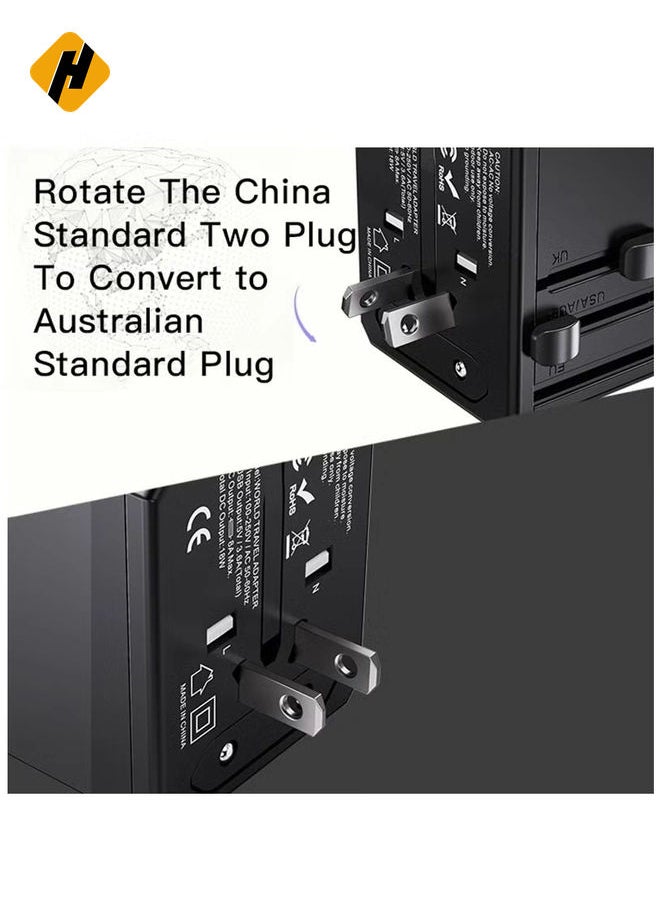 HuHa Yesido MC-10 3 USB + Type-C Ports Multi-function Universal Travel Adapter Plug (Black)  - Image 3