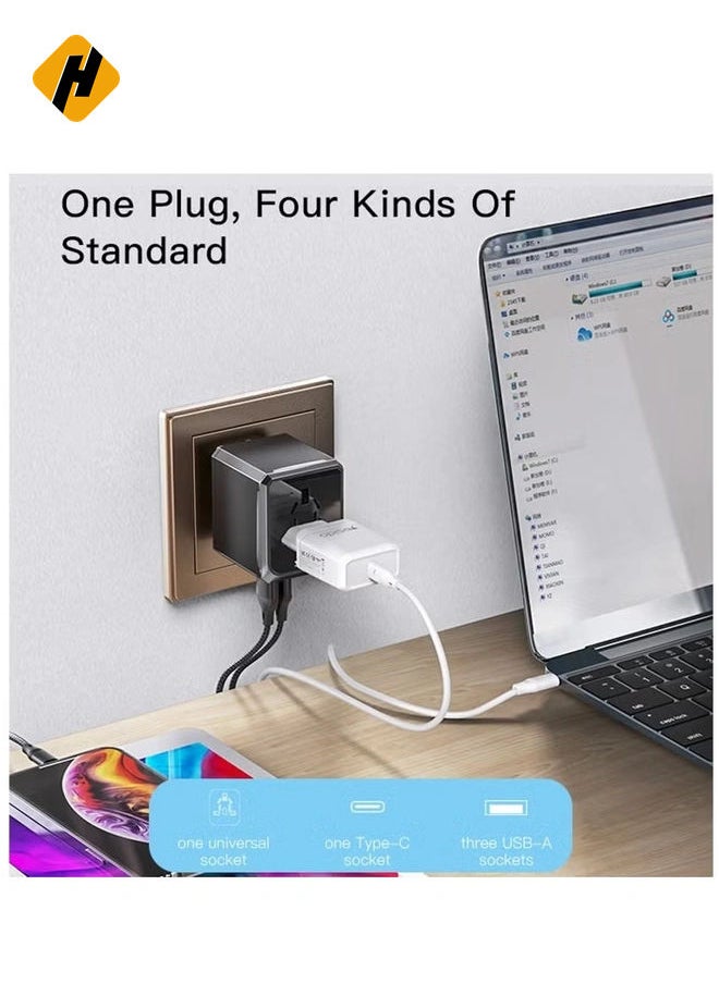 HuHa Yesido MC-10 3 USB + Type-C Ports Multi-function Universal Travel Adapter Plug (Black)  - Image 4