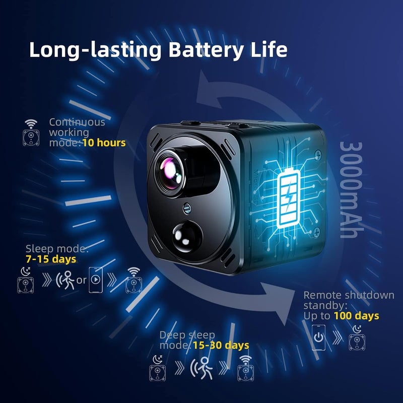 VIDCASTIVE Security Camera 4K Wireless WiFi Indoor Cameras, AI Human Detection, Auto Night Vision, Cloud Storage, Up to 100 Days Standby Battery Life - Image 3