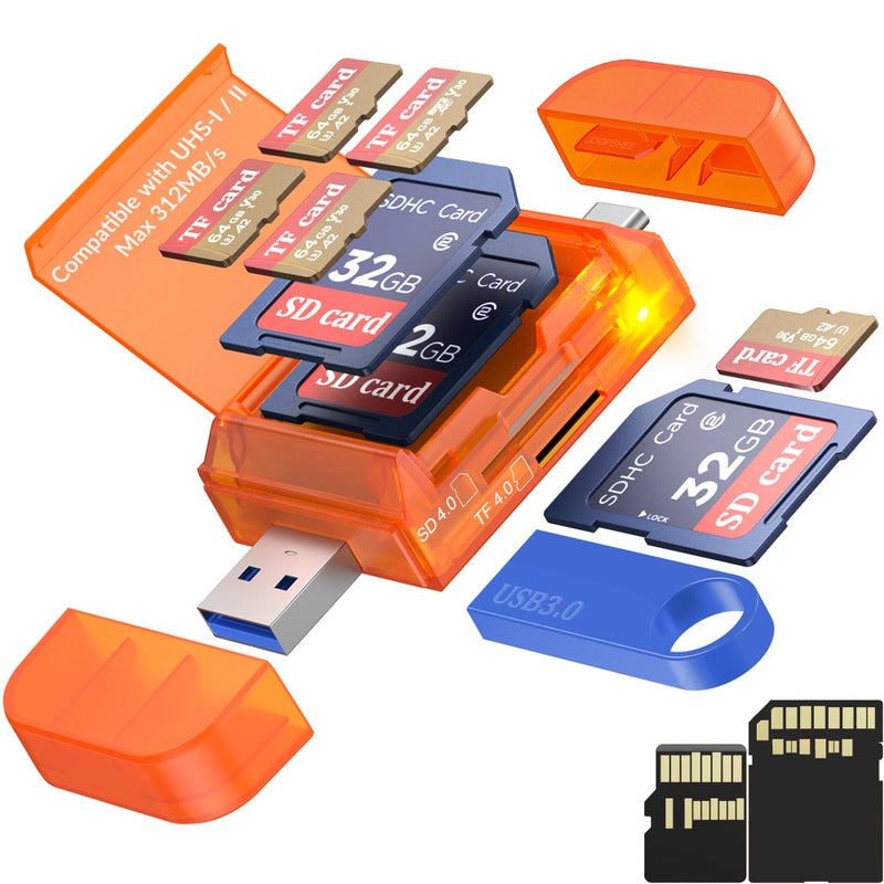 JOOPSHEE USB Type C 3.0 3.1 SD&MicroSD 4.0 Card Reader,High-Speed 312MB/s UHS-II Dual Slot External Memory Adapter for MicroSD, SDXC, SDHC,Compatible with Phone/Pad 15/16, Mac Pro/Air, Laptop, Tablet - Image 1