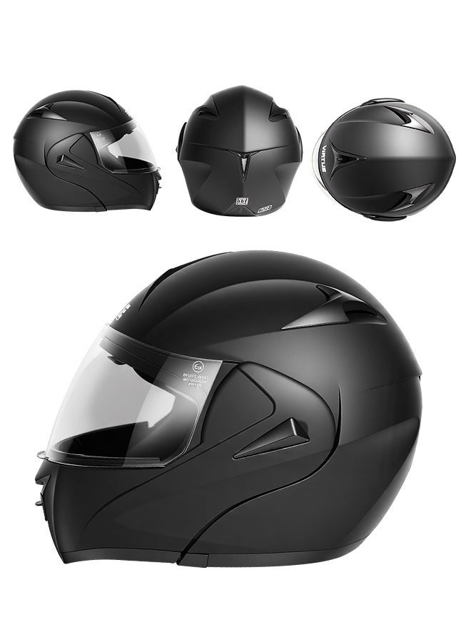 فيرتشو خوذة دراجة نارية كامل الوجه متعددة الأغراض خوذة سباق للجنسين ماتي الأسود S. - Image 1