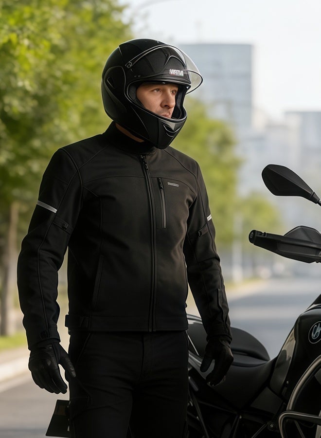 فيرتشو خوذة دراجة نارية كامل الوجه متعددة الأغراض خوذة سباق للجنسين ماتي الأسود S. - Image 2