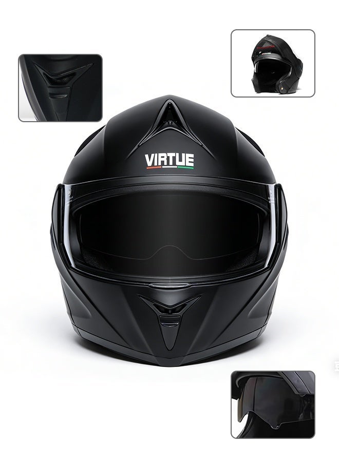 فيرتشو خوذة دراجة نارية كامل الوجه متعددة الأغراض خوذة سباق للجنسين ماتي الأسود S. - Image 5