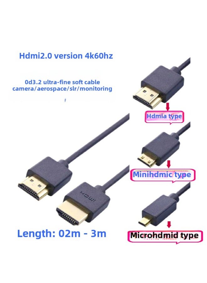 ماركة غير محددة HDMI Line 2.0 إصدار 4K Hdmi Thin Line OD3.2 A- A A- C A- D MINI Micro HD Line-اللون: HDMI-MINI HDMI 1.8 M  - Image 2