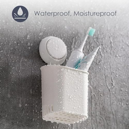 TEKCOOL Plastic Toothbrush Holders for Bathroom | Toothbrush Holders for Toothbrushes | Wall Mounted Toothbrush Holder/Bathroom Shelf for Wall (Plastic Toothbrush Holder), White - Image 5