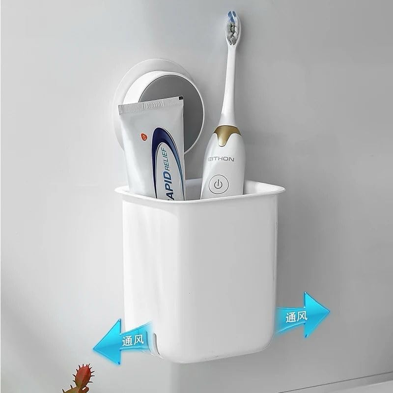 TEKCOOL Plastic Toothbrush Holders for Bathroom | Toothbrush Holders for Toothbrushes | Wall Mounted Toothbrush Holder/Bathroom Shelf for Wall (Plastic Toothbrush Holder), White - Image 3