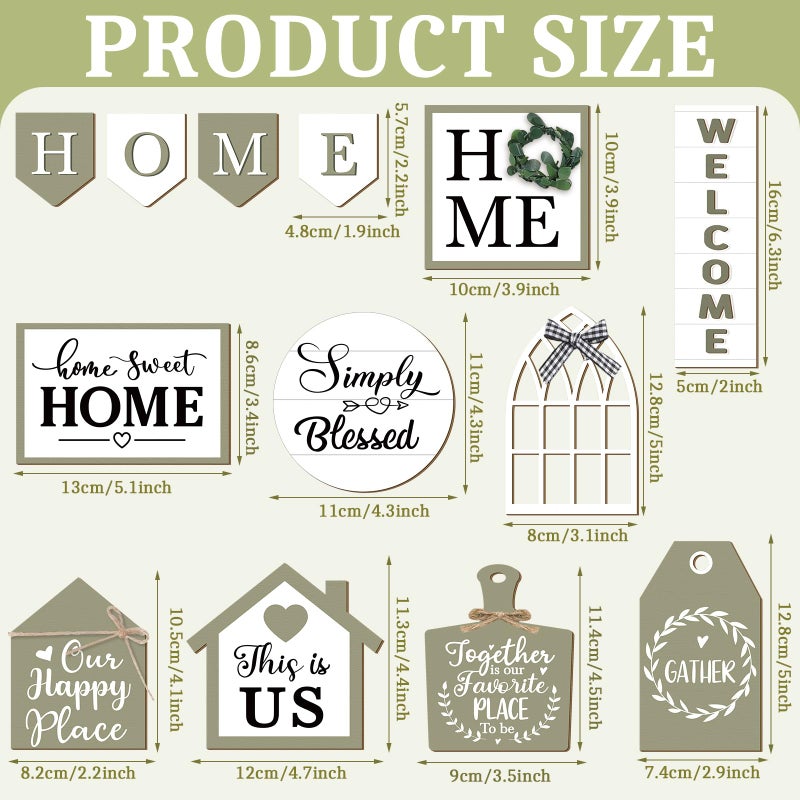 Purpeak 13 Farmhouse Tiered Tray Decor Set Sweet Home Tiered Tray Decorations Home Rustic Wooden Signs Decorative Farmhouse Kitchen Table Decor for Dining Room Country Summer Shelf Centerpiece Gift - Image 2