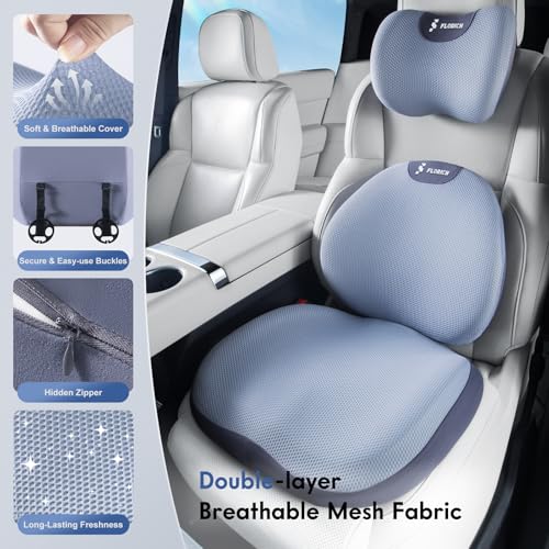 FLORICH Seat Cushion and Lumbar Support Pillow for Office Chair Car Car Neck Pillow Ergonomic Memory Foam Back Support for Office Gaming Chair Wheelchair Relieves Neck Back Sciatica Pain Blue - Image 3