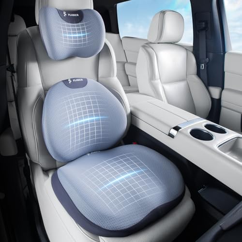 FLORICH Seat Cushion and Lumbar Support Pillow for Office Chair Car Car Neck Pillow Ergonomic Memory Foam Back Support for Office Gaming Chair Wheelchair Relieves Neck Back Sciatica Pain Blue - Image 1