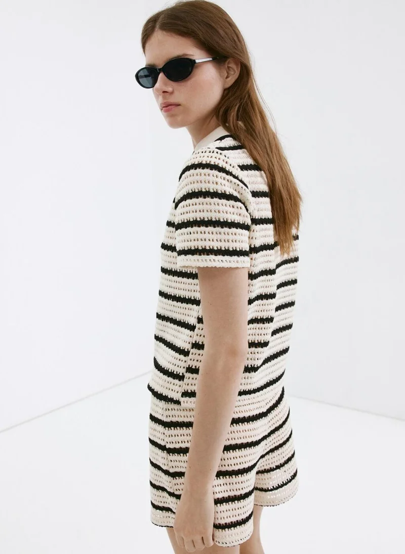 Mango Striped Crochet Shorts