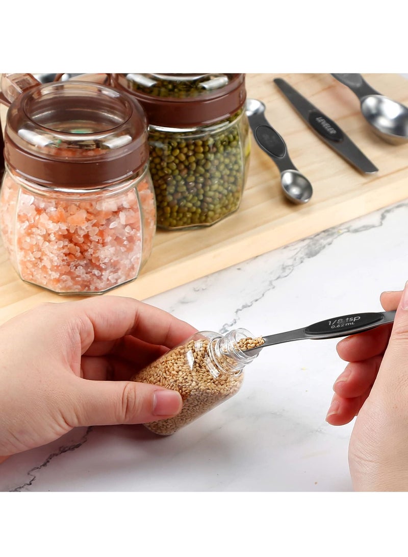 XiuWoo Magnetic Measuring Spoon Set, Stainless Steel Double Sided Stackable Teaspoons, Seasoning Spoons for Kitchen, Dry or Liquid, Fits Spice Jars 8 Pieces, Black - Image 4